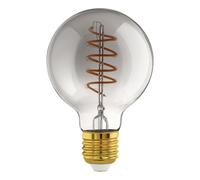 Eglo connect.z Bombilla led E27 para hogar inteligente, G80, ZigBee, control por voz mediante aplicación y Alexa, regulable, color blanco cálido, 4 vatios, bombilla vintage de cristal ahumado