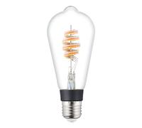 Eglo connect.z Bombilla led E27 para hogar inteligente, ST64, ZigBee, control por voz mediante aplicación y Alexa, regulable, blanco cálido, 4,9 vatios, bombilla vintage en espiral transparente