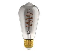Eglo connect.z Bombilla led E27 para hogar inteligente, ST64, ZigBee, control por voz mediante aplicación y Alexa, regulable, color blanco cálido, 4 vatios, bombilla vintage de cristal ahumado
