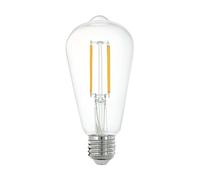 EGLO connect.z Smart Home bombilla LED E27, ST64, ZigBee, control de voz y de la aplicación, regulable, blanco cálido, 806 lúmenes, 6 vatios, vintage transparente