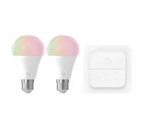 Eglo connect.z Smart Home Juego de 2 bombillas LED E27 con interruptor de luz, Matter, ZigBee, aplicación y control por voz Alexa, blanca cálida y fría, colores RGB, 1300 lúmenes y 11 W