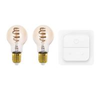 Eglo connect.z Smart Home Juego de 2 bombillas LED E27 con interruptor de luz, Matter, ZigBee, aplicación y control por voz Alexa, regulables, blanca cálida y fría, 806 lúmenes, 7 W, retro, ámbar