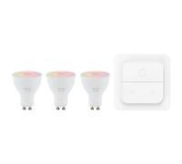 Eglo connect.z Smart Home Juego de 3 bombillas LED GU10 con interruptor de luz, Matter, ZigBee, aplicación y control por voz Alexa, blanca cálida y fría, colores RGB, 420 lúmenes y 4,9 W