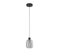 Eglo connect.z Smart-Home LED lámpara colgante Molochio-Z, lámpara colgante de metal negro y cristal ahumado, ZigBee, app y control por voz Alexa, blanco cálido-blanco frío, RGB, regulable