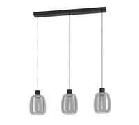 Eglo connect.z Smart-Home LED lámpara colgante Molochio-Z, luminaria de 3 luces de metal negro y cristal ahumado, ZigBee, app y control por voz Alexa, blanco cálido-blanco frío, RGB, regulable