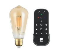 Eglo connect.z Smart Home Set, 2 x bombillas LED E27, ST64, con mando a distancia, ZigBee, control de voz y de la aplicación, vintage ámbar, 500 lúmenes, 5,5 vatios, blanco cálido