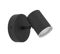 Eglo Consuma 1 Lámpara de pared con foco flexible, ideal como de lectura, para salón y baño, fabricada en acero de color negro, con casquillo GU10 y protección contra salpicaduras IP44