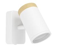 Eglo Consuma Lámpara de pared con foco flexible, de lectura, para salón y baño, fabricada en madera y acero de color blanco, con casquillo GU10 y protección contra salpicaduras IP44