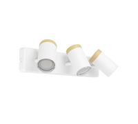 Eglo Consuma Lámpara de techo con 3 focos, para salón y baño, fabricada en madera y acero de color blanco, con casquillo GU10 y protección contra salpicaduras IP44