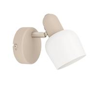 Eglo Corato Lámpara de pared interior, lámpara con foco móvil, foco de pared, metal color arena y cristal blanco, lámpara para salón y dormitorio, casquillo E14
