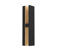 Eglo LED luz exterior Costorio, luz de pared exterior de aluminio en negro y aspecto de madera, luz de pared exterior blanco cálido, lámpara exterior IP44