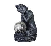 Eglo decoración jardín Buddha Z_Solar, lámpara solar exterior, luz para jardín, artefacto de plástico gris con bola de cristal, blanco frío, IP44