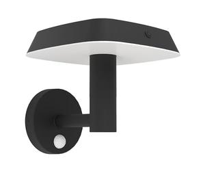 EGLO Dreoli Lámpara de pared led para exteriores, lámpara solar para uso exterior con sensor de movimiento, lámpara solar de exterior de plástico negro, iluminación exterior IP44