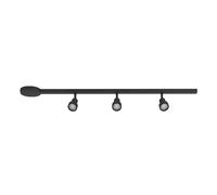 Eglo Easy Track Sistema de rieles de alto voltaje, juego ampliable con 3 focos para techo, riel de techo de aluminio y plástico en color negro, bombillas con casquillo GU10, 102 cm