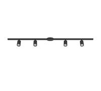Eglo Easy Track Sistema de rieles de alto voltaje, juego ampliable con 4 focos para techo, riel de techo de aluminio y plástico en color negro, bombillas con casquillo GU10, 192,5 cm