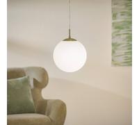 Eglo Lámpara colgante Rondo, iluminación de comedor de una luz, foco suspendida de metal en plata y vidrio opal mate blanco, casquillo E27, Ø 25 cm