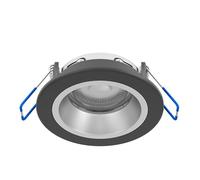 Eglo empotrable Yebra Ø 8,7 cm, foco techo baño regulable, plástico negro, aro decorativo plata/oro, luz cálida/fría, IP44