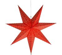 EGLO Estrella de Navidad para colgar Dot, decoración navideña en forma | de estrella, iluminación navideña, plástico y acero transparente, blanco, papel rojo, casquillo E14