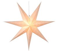 EGLO Estrella de Navidad para interiores, estrella decorativa iluminada de papel para colgar, estrella de Adviento 3D para ventanas en color blanco y con cable, E14
