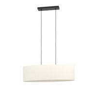 Eglo Febres Lámpara colgante, lámpara para mesa de comedor, ovalada, tela bouclé, metal negro y textil blanco, casquillo E27, 78 cm