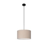 EGLO Feniglia Lámpara colgante, adecuada para colocar encima de la mesa del comedor, fabricada en tejido de lino de color natural y metal en color negro, con portalámparas E27, Ø 38 cm