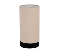 EGLO Feniglia Lámpara para mesa y mesita de noche, adecuada para colocar en el salón y el dormitorio, con diseño cilíndrico, lino de color natural y metal en color negro, portalámparas E27