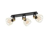 Eglo foco de techo Sambatello, lámpara de techo de 3 bombillas con foco orientable, iluminación metálica negro y latón cepillado con casquillo E27