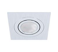 EGLO Foco empotrable Areitio, spot de aluminio cepillado | lámpara empotrable con casquillo GU10, incluye bombilla LED, foco empotrable plano y orientable, L x A 9,5 cm