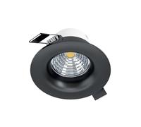 Eglo Foco empotrable LED Saliceto, spot de techo regulable, redondo y plano, aluminio negro, luz cálida, Ø 8,8 cm