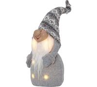 EGLO Géndulo de Navidad LED Joylight, figura luminosa de gnomo de tela con cuerpo de plástico en gris y blanco, funciona con pilas, decoración de Navidad, salón, blanco cálido