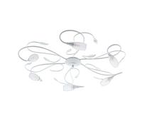 EGLO Gerbera 2 - Lámpara de techo LED (6 focos, clásica, retro, de metal en blanco, plata y cristal satinado en blanco, para dormitorio, pasillo, con casquillo G9)