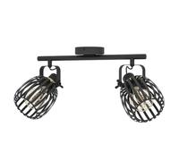 Eglo Girona Foco de techo, lámpara de techo de 2 luces con focos orientables, lámpara de metal negro y latón cepillado, con casquillo E27