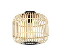 Eglo Hanoi Lámpara de techo, de estilo bohemio, fabricada en acero de color negro y madera natural, ideal para el salón, con casquillo E27 y un diámetro de 45 cm