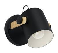 Eglo Hornwood Aplique de pared redondo (28 W, Negro, E27)
