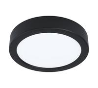 Eglo Idun - Lámpara de techo LED redonda, empotrable de metal en negro y plástico en blanco, iluminación de oficina y cocina, color blanco neutro, 17 cm de diámetro