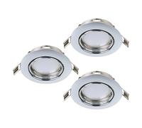 Eglo Juego de 3 focos empotrables Peneto, set de spots de acero cromado, 3 luminarias empotrables con casquillo GU10, incluye bombillas LED, foco plano y orientable, Ø 8,7 cm