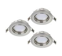 Eglo Juego de 3 focos empotrables Peneto, set de spots de acero en níquel mate, 3 luces empotrables con casquillo GU10, incluye bombillas LED, spot plano, Ø 7,8 cm