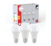 Eglo juego de 3 lámparas LED casquillo E27, bombillas estándar, 8 vatios cada una, bombilla blanco cálido, 3000 K, 1055 lumen, lámpara incandescente A60, cristal opalino, Ø 6 cm