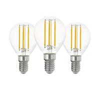 Eglo juego de 3 lámparas LED de filamento E14, bombilla Edison transparente, 7 vatios (equivalente a 60 vatios), 806 lúmenes, fuente de luz blanca cálida, 2700 K, bombilla P45, Ø 4,5 cm