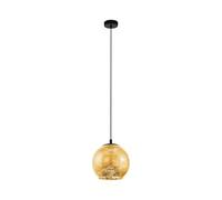 Eglo lámpara colgante Alabraccin, luminaria de techo mesa de comedor, luz pendiente de metal en negro y cristal en oro, iluminador de comedor colgante, E27, Ø 27 cm