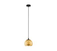 Eglo lámpara colgante Alabraccin, luminaria de techo mesa de comedor, luz pendiente de metal en negro y cristal en oro, iluminador de comedor colgante, E27, Ø 19 cm