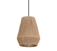 Eglo lámpara colgante Alderney para comedor, luminaria para sala y comedor, luz textil de cáñamo en color natural y metal en negro, bombilla colgante con casquillo E27