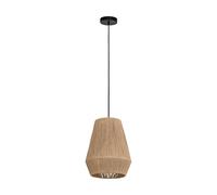 Eglo lámpara colgante Alderney para comedor, luminaria para sala y comedor, luz textil de cáñamo en color natural y metal en negro, bombilla colgante con casquillo E27