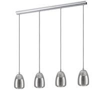Eglo lámpara colgante Alobrase, luminaria de techo de 4 luces para mesa de comedor, luz pendiente de metal en cromo y cristal vaporizado en negro-transparente, candil de comedor, E27, 108 cm