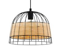 EGLO Lámpara colgante Anwick de acero y ratán, Ø 37 cm