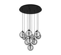 Eglo lámpara colgante Ariscani, iluminador de 10 luces para comedor, candil de metal en negro y cristal ahumado en negro-transparente,luminaria para comedor, E27, Ø 65,5 cm