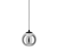 Eglo lámpara colgante Ariscani, luminaria de techo para mesa de comedor, candil de metal en negro y cristal ahumado en negro-transparente, iluminador de comedor colgante, E27, Ø 20 cm
