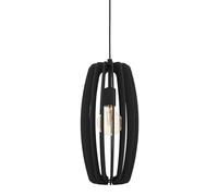 Eglo lámpara colgante Bajazzara, candil de 1 luz para comedor, luminaria escandinava de madera y metal en negro, pendiente con casquillo E27