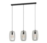 Eglo lámpara colgante Bajazzara, candil de 3 luces para comedor, luminaria escandinava de madera en color arena y metal en negro, pendiente con casquillo E27