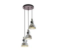 Eglo Lámpara colgante Barnstaple, 3 luces vintage estilo industrial, lámpara suspendida retro de acero con acabado zinc envejecido, pátina marrón, negro, casquillo E27
